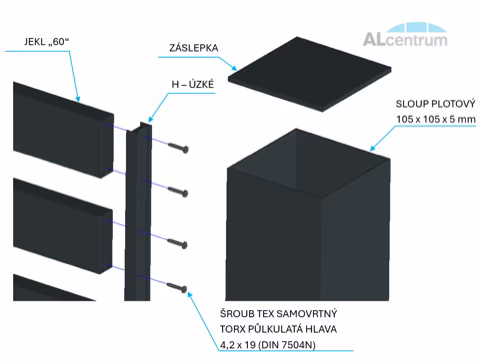 Hliníkový plot Lamela 60, realizace 36